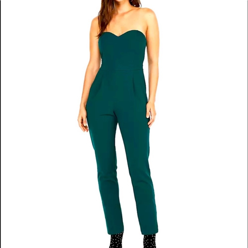 NWT Express Dark Green Strapless Sweetheart Jumpsuit